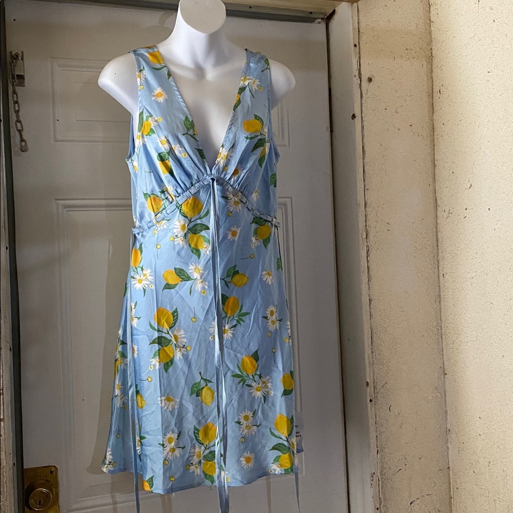 Floral Sleeveless Dress with Lemon Print